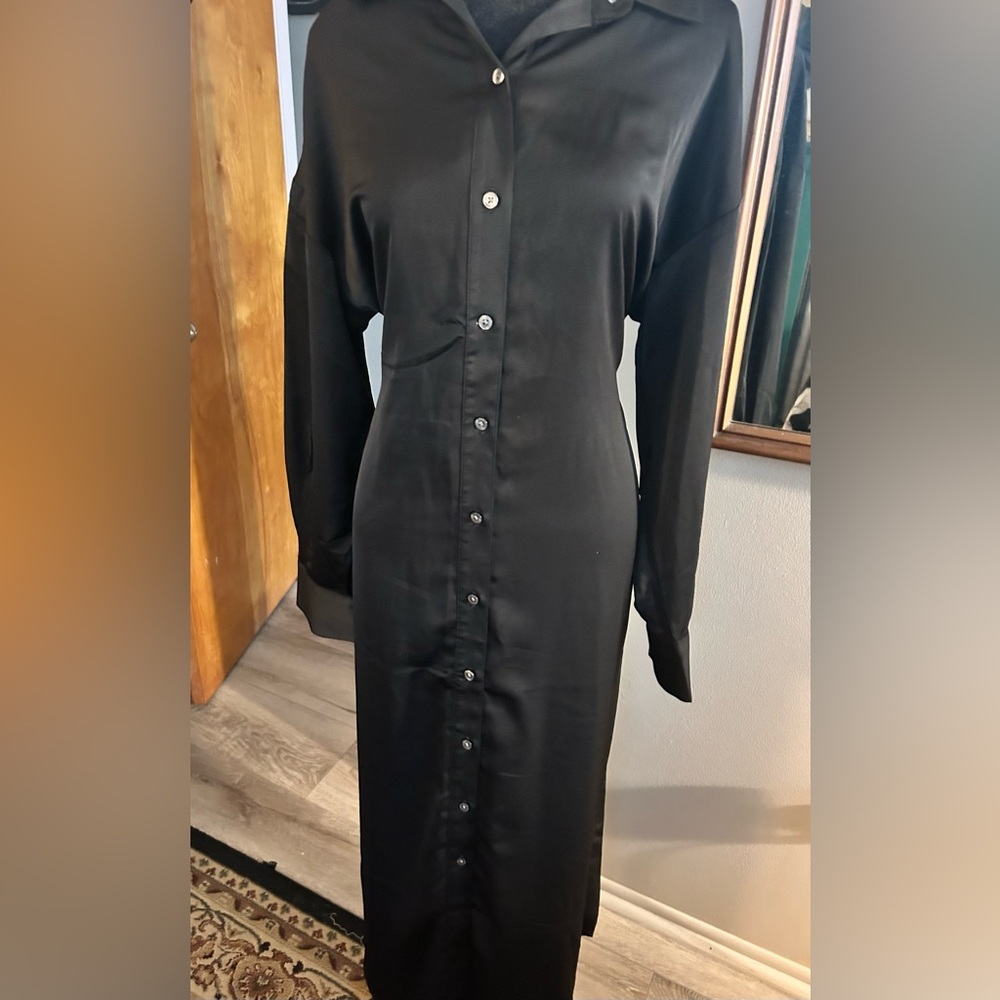 Banana Republic Button down Black Long Sleeve Dress